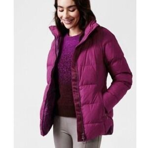 Athleta Women's Purple Downtown Padded Hooded Thermal Puffer Jacket Size M